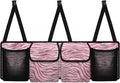 Pink Zebra Stripes Trunk Organizer Car Women Hanging Collapsible Cargo Bag with 4 Storage Bags,Car Accessories