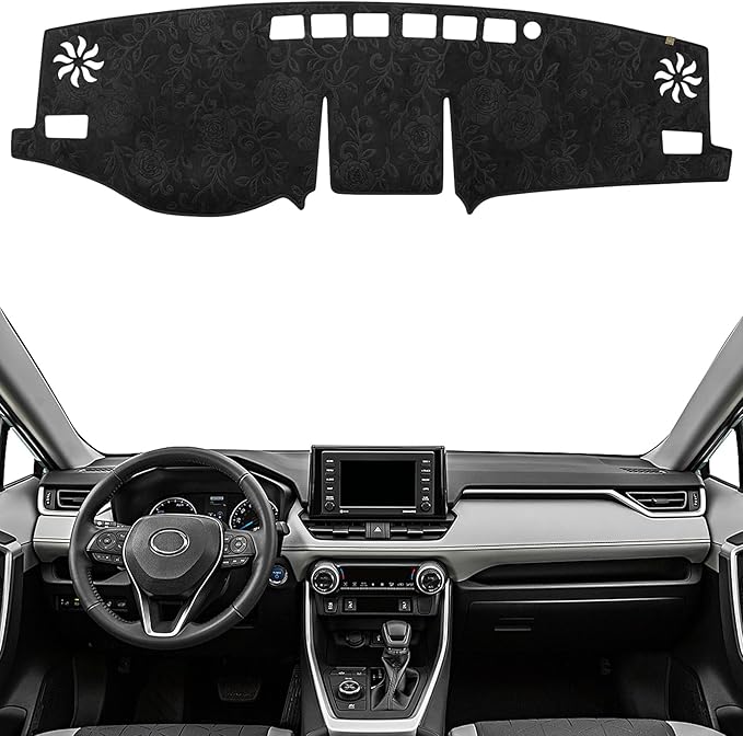 KEYOOG Dashboard Cover Dash Mat Fit for 2024-2019 to-yota RAV4 (Without HUD Models),Car Dash Board Mat Anti-Glare Carpet,Non-Slip Pad Sunshield Protector (Flannel)
