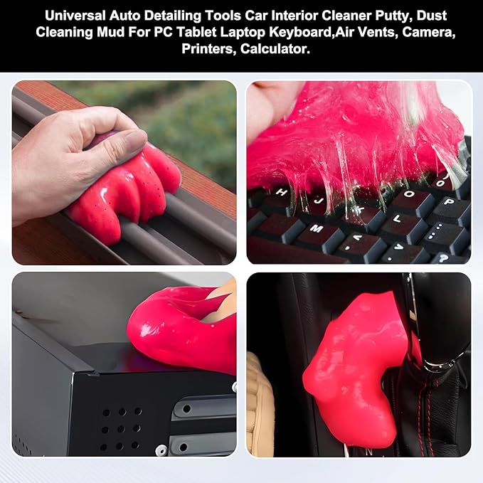 Car Cleaning Gel Clean Putty, Universal Auto Interior Cleaner Slime, Auto Detailing Tools Accessories for Cleaning Vehicle Interiors/Electronic Products/Homes/Offices, Gifts for Men Women (Pink)