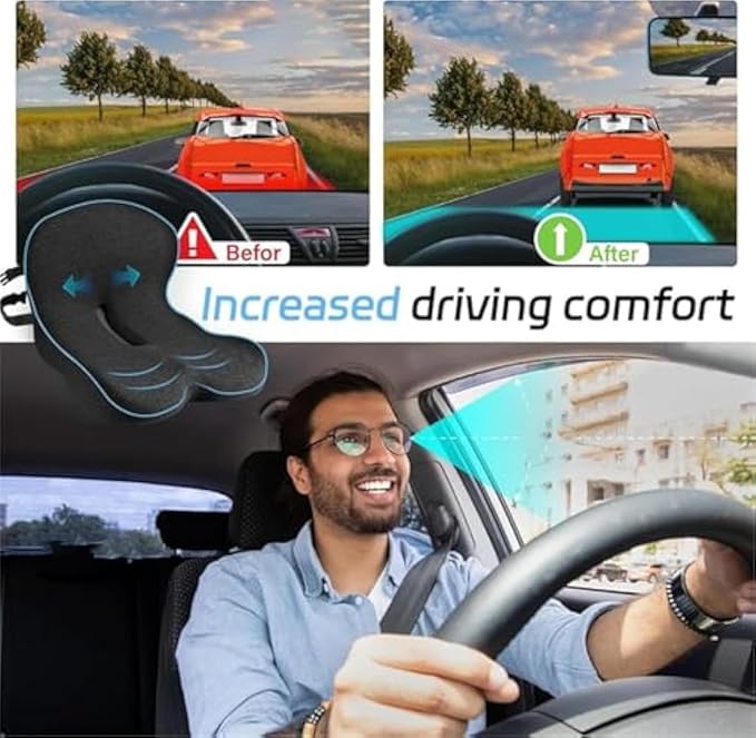 Back and Seat Cushion, Trucker Seat Cushions for Long Sitting, Car seat Cushion with Back Support, Seats Cushions for Lumbar Pain and Supporting The HIPS, Trucker Essentials (E)