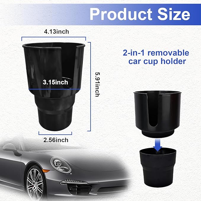 Cup Holder Expander for Car, 4 Inch Car Cup Holder Expander Adapter, Detachable Expander Car Coffee Mug Adapter Organizer, Car Cup Holder for 32-50 oz Bottles & Cups