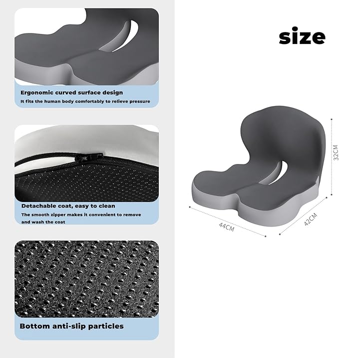 Back and Seat Cushion, Soothe+Cushion,Car Seats with Lumbar Support,Memory Foam Non Slip Skin with Back Support for Office Chair, Car (Color Matching B)