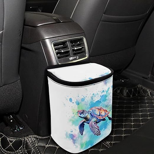 DISNIMO Tie Dye Car Trash Can Easy-to-Install Car Accessory Interior, Sea Turtle Leak-Proof Car Garbage Can Bin Organizer Storage Bag for The Back Seat of Any Cars, Sedans, SUVs & Trucks