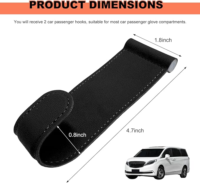 2 PCS Car Co-Pilot Glovebox Hooks, Anti-Scratch Leather Auto Glove Box Storage Hangers, Vehicle Glovebox Organizer Passenger Seat Hanging Hooks for Handbag Purse Umbrellas (Black)