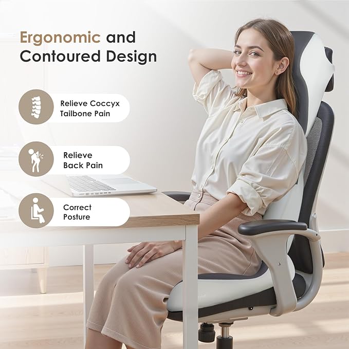 FLORICH Car Seat Cushion & Lumbar Support Pillow & Car Neck Pillow Ergonomic and 100% Memory Foam, Upgraded Larger and Breathable Car Seat Cushion & Back Support Pillow - Grey