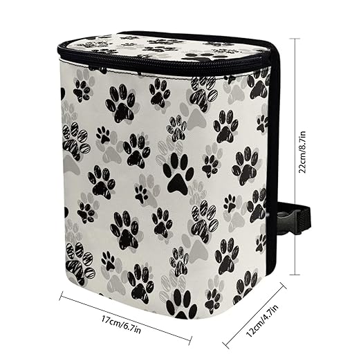 Dog Paw Print Car Rubbish Storage Reusable Car Trash Can for SUVs Vans, Cars Trash Bag Bin Hanging Automotive Sedan Garbage Cans Leak Proof Vehicle Trash Can