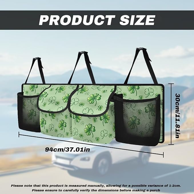 Car Trunk Organizer SUV Accessories Green Leaf Car Organizer St Patricks Day Decorations Adjustable Space-Saving Car Organization for SUV/MPV/Truck/Sedan, Your Trunk to Look Organized and Nice