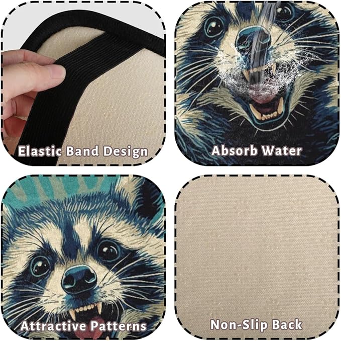 Funny Raccoon Center Console Cover Pad Car Blue Armrest Box Mat Truck Comfort Memory Foam Arm Rest Cushion Car Accessories Universal Fit 13x8 Inch