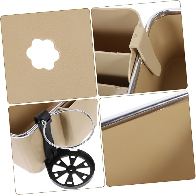 Multipurpose Car Armrest Storage Box Center Console Organizer with Cup Holder Beige Easy Slide Design for Interior Convenient for Sundries Storage