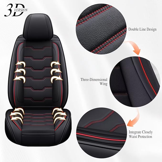 DISUTOGO Seat Covers Fit for Titan 2009-2023 2024 2025 Front Seat Covers Faux Leather Car Seat Covers Breathable Waterproof Car Seat Protector (2 Seats, Black&Redline)