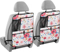 JIPONI Car Backseat Organizer, Color Red Flower Automotive Back Seat Protector, Kick Mats with Storage Pockets for Kids Pets, Road Trip Accessories (2 Pack)
