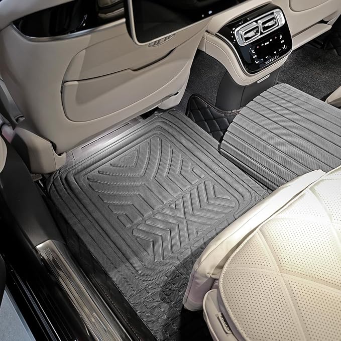Mandark Car Floor Mats Full Set, 5PCS Deep Dish All Weather Waterproof Heavy Duty Vehicle Pad, Automotive Interior Protection Flooring Liner Accessories, Universal for SUV Sedan Truck (Black/Gray)