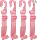 4PCS Car Seat Headrest Hook, Adjustable Vehicle Backseat Hanger Storage Organizer, Universal Seat Back Holder Hooks for Purse Coat Grocery Bag, Car Accessories (Pink)