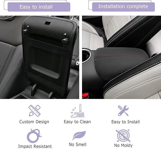 Mustang Center Console Cover Compatible with 2024 2025 Ford Mustang Accessories 2025 Mustang Armrest Cover Center Console Pad Mustang EcoBoost Premium/GT Armrest Console Cover Soft Leather,Red Line