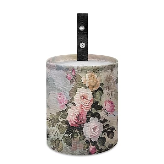 Car Trash Can with Hanging for Back Seat, Car Accessories for Women Men Automotive Garbage Cans Vehicle Trash Can for Truck SUVTradition Flower