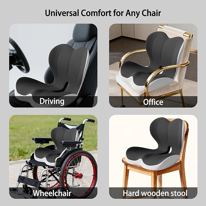 Seat Cushion for Truck Driver | Office Chair Seat Cushions for Office Chair with L-Shaped Ergonomic Design | Memory Foam Chair Cushion for Long Sitting Office Worker