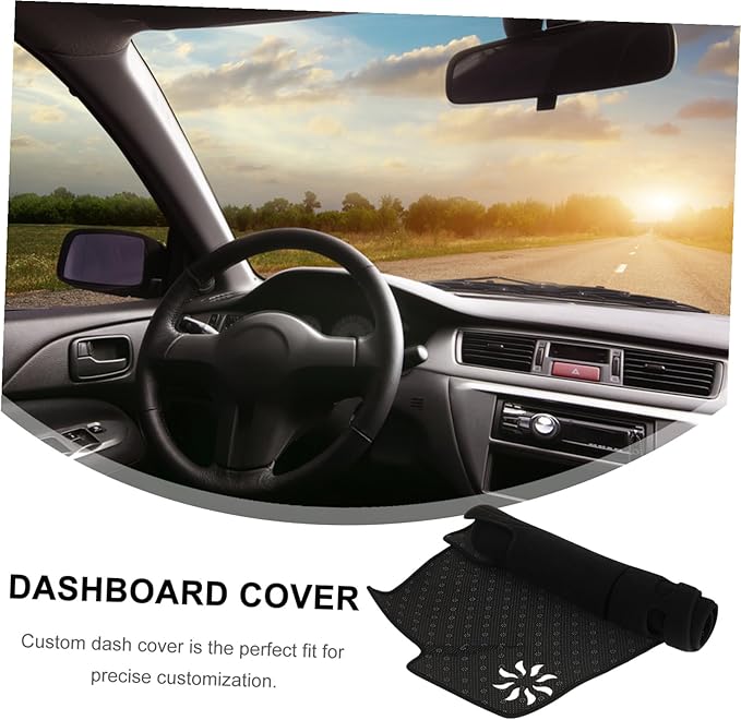 Automotive Dashboard Cover Pad Polyester Anti-Slip Dash Mat Carpet for Left-Hand Drive Cars Non-Glare Sunshade Protector with Silicone Grip Black