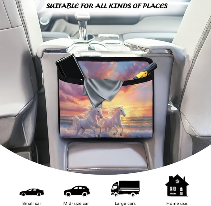 White Horse Auto Front Rear Seat Storage Bag for Cell Phone Sunglasses Coin Car Side Pocket Organizer Holder Tray Pouch for Vehicle Seat Console Door Multifunction Car Accessories