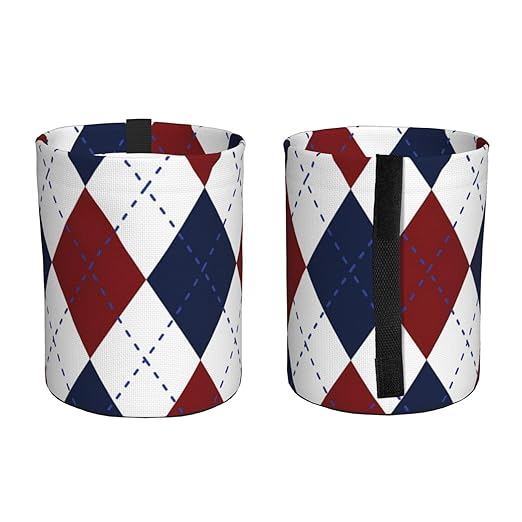 Navy Blue White Argyle Car Trash Can Garbage Cans Foldable,Cute Hanging Car Organizer and Storage Bag Leak Proof, Auto Back Seat Trash Bin Universal for Truck, SUV, Outdoor Travel