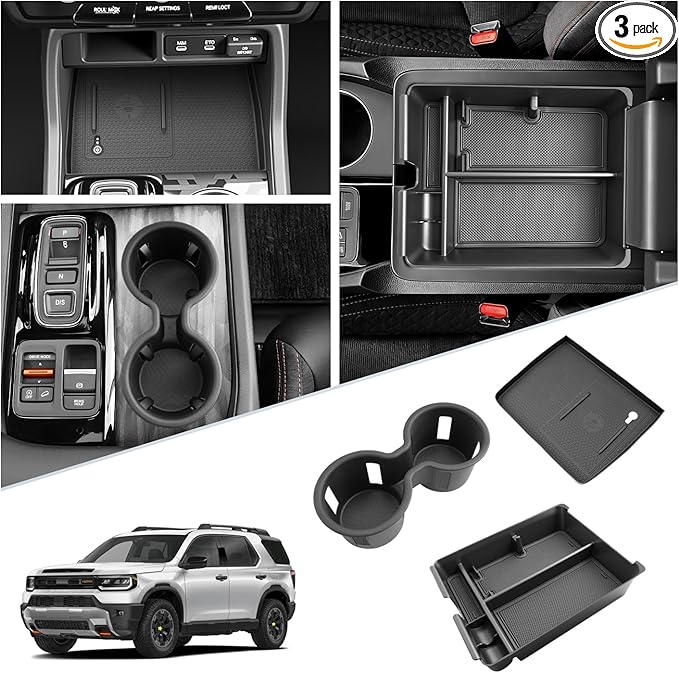 SKTU 3-Pack for 2026 Honda Passport Center Console Organizer for 2026+ Honda Passport Console Tray & Wireless Charging Mat & Cup Holder Honda Passport 2026 Accessories Console Non-Slip Pad