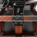 Custom Personalized Floor Mats - Luxury Full Coverage All Weather Mats, Anti-Slip Leather Mat Set, Fit for 99% of Cars, SUVs & Trucks (Light Brown, C-Double Color)