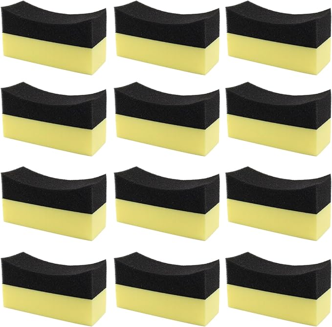 12Pcs Tire Applicator Dressing Shine Sponge Tire Dressing Applicator Pads Tire Contour Dressing Applicator Pads Color Polishing Sponge Wax Buffing Pads Cleaning Sponges for Car Glass