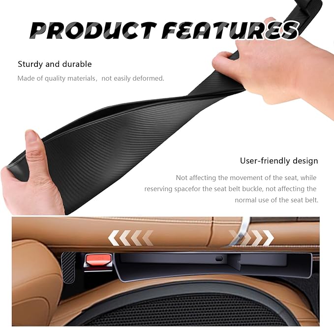 2PCS Car Seat Gap Filler Organizer with Charging Opening,Multifunctional Car Gap Filler Stop Things from Dropping,Universal Car Accessories Car Seat Storage Box (Carbon Pink)