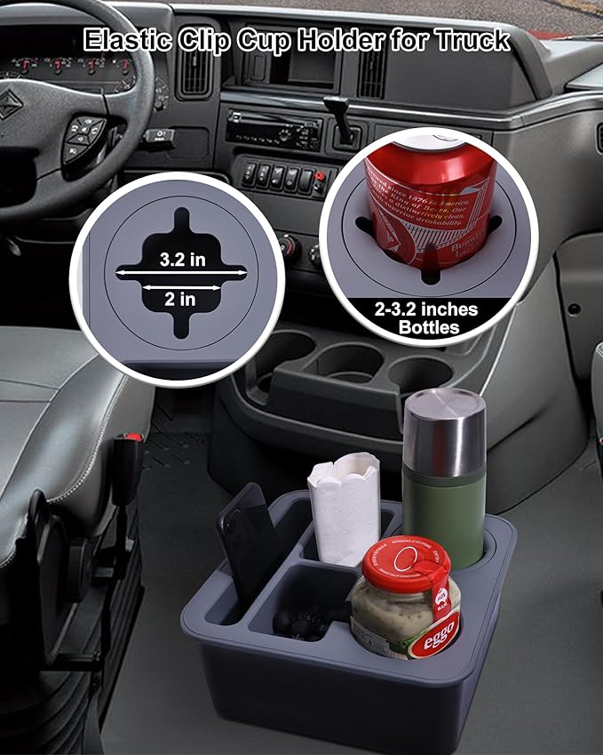 Couch Cup Holder Tray, Bonfixe Elastic Clip Stable Back Seat Cup Holder for Cars, 4 Anti-Slip Pads & Food-Grade Silicone Car Caddy Organizer for Bed, Truck, Home, Office, Boat (Black)