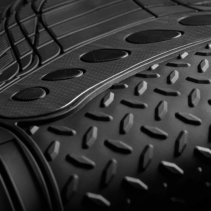 FH Group Automotive Floor Mats - Heavy-Duty Footprint Design Rubber Floor Mats for Cars, Universal Fit Full Set, ClimaProof Floor Mats, Trimmable Floor Mats For Most Sedan, SUV, Truck Floor Mats White