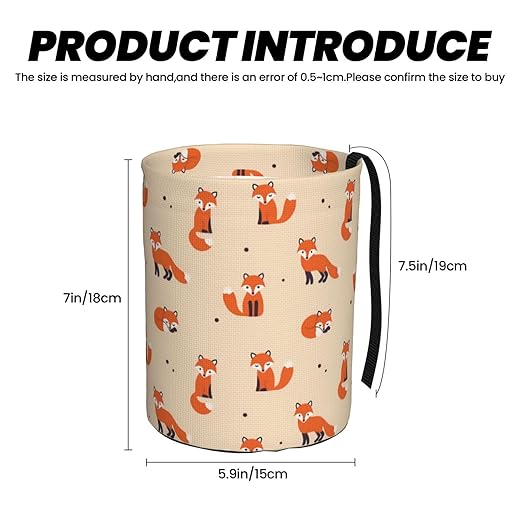Vintage Cute Little Red Fox Car Trash Can Leak Proof Hanging Waterproof Garbage Can Multipurpose Trash Bin for Car SUV Front Seat Headrest Collapsible and Portable Storage Pocket