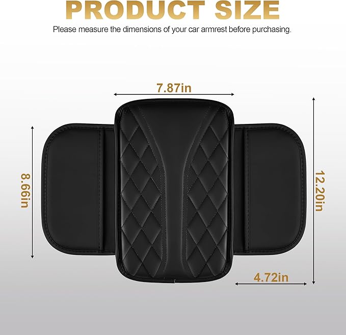 Center Console Cover Fit for MDX: Scratch and Wear Resistant Console Cover Leather with 2 Storage Bags -Upgraded Armrest Coverfor Car,Anti-Scratch Auto Armrest Pad Accessory （Black