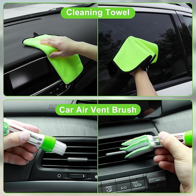 Viewsun Windshield Cleaner Tool 30 Pcs Car Interior Cleaning Kit, Car Detailing Kit Interior Cleaner, Car Detailing Brushes, Car Cleaning Gel, Inside Cleaning Supplies Accessories for Women Men