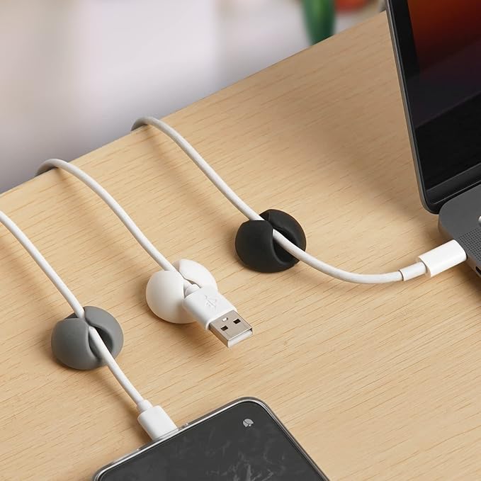 tifanso 6PCS Cable Clips - Adhesive Cord Cable Clips Holder Wire Organizer for Desk, Wire Holders for Cords, Nightstand, Home and Office(Colorful)