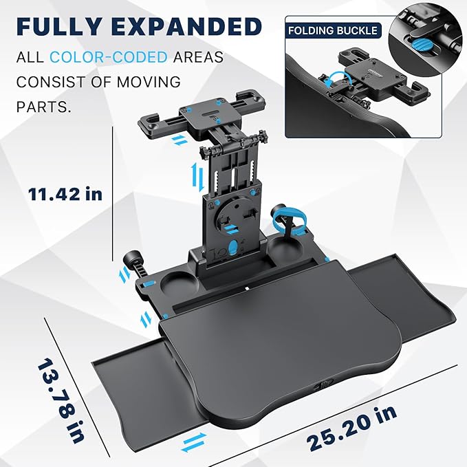 Car Back Seat Tray Table-Stable Auto Backseat Food Trays Desk for Rear Passenger Road Trip Eating & Work, Multifunctional Adjustable Travel Tray with Phone Drink Holder for Laptop iPad