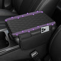 NBTEPEM Bling Car Center Console Cover, Leather Car Arm Rest Cover Cushion with 2 Storage Bags, Universal Auto Armrest Protector Storage Box, Bling Accessories Interior for Most Vehicles (Purple)