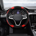 Car Steering Wheel Cover, Steering Wheel Protector, Universal 14.5-15 Inch Microfiber Leather Breathable Auto Steering Wheel Covers, Carbon Fiber Steering Wheel Cover for Women Men (Red)