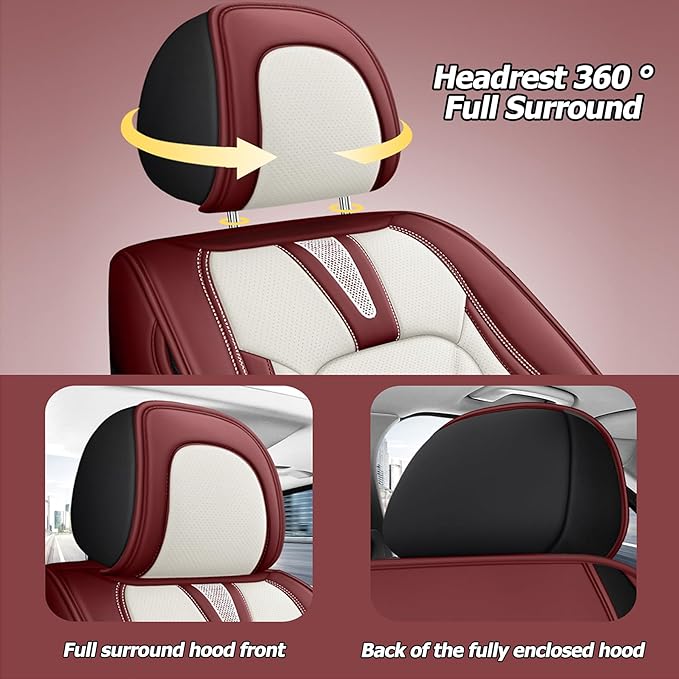 Car Seat Covers for 2 Seats - Nappa Leather 3D Foam Back Support, Super Breathable, All Season Car Seat Cushion with Storage Bags, Universal Fit for Most Cars, Colour- Black Gray