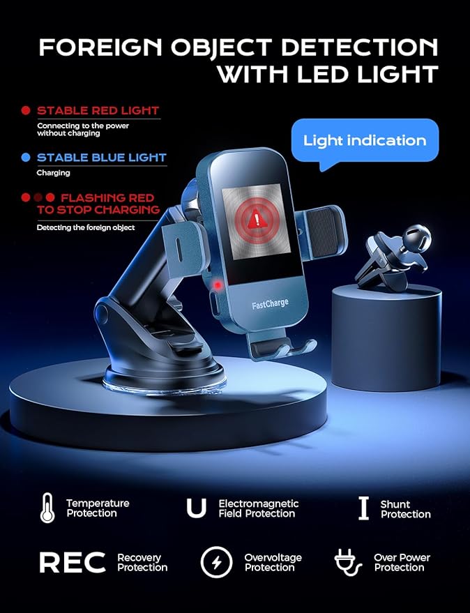 Wireless Car Charger, CHGeek 15W Qi Fast Auto Clamping Car Charger Phone Mount Windshield Air Vent Phone Holder for iPhone 14 13 12 Mini Pro Max 11 Xs, Samsung Galaxy S22+ S21 S10+ Note 20
