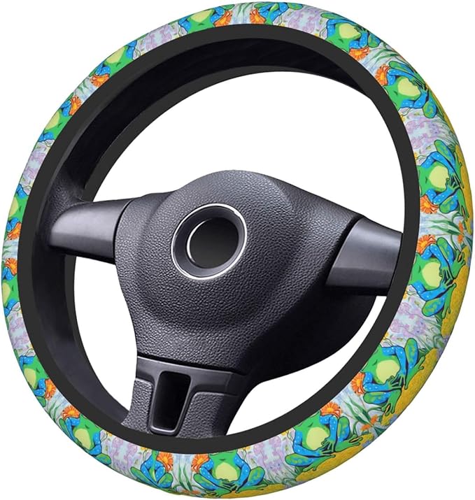 Tree Frogs Car Steering Wheel Cover, 15 Inch Steering Wheel Cover Stylish Decor for Most Cars