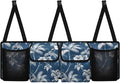 Car Trunk Organizer, Backseat Hanging Organizer with Pockets, Super Capacity -Trunk Storage Bag Decoration for SUV,Truck,Van,Blue White Palm Tree Floral Tropical