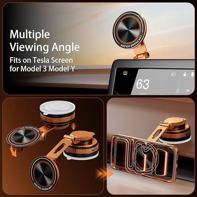 Upgraded Vacuum Magnetic Phone Holder for Car, Nano Gel Suction Cup Phone Mount for MagSafe, 108LBS Strong Suction & 3000GF Magnet, Adjustable Zinc Alloy Arm Car Mount for iPhone 17/16/15Pro Max