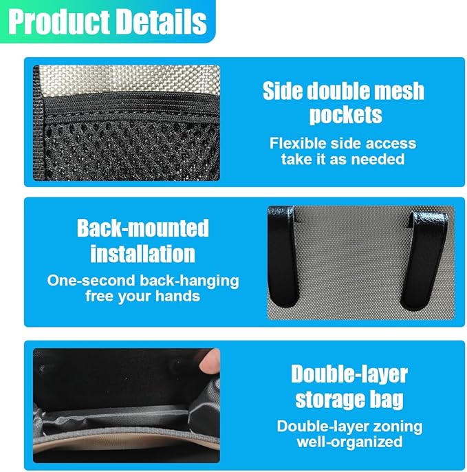 Car Trash Can, Foldable Waterproof Leather Trash Bin Garbage Organizer, Multi-Pocket Mini Hanging Storage Container, Universal Auto Interior Accessories for Cars, SUVs, Trucks (Grey)
