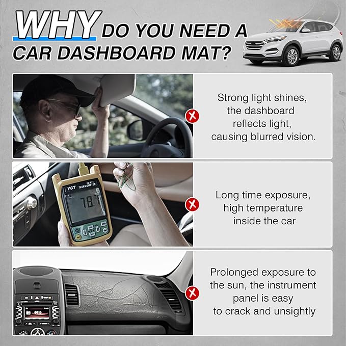CARTIST Dash Cover fits for Hyundai Tucson 2016 2017 2018 Accessories Dashboard Cover Mat Non-Slip Carpet Sunshield Glare UV Rays Protector