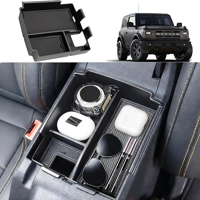SKTMH Upgraded Center Console Organizer Tray Compatible with 2025 Ford Bronco 4-Door Automatic Transmission, Full Size Bronco Armrest Box Insert (Not for 2-Door & Bronco Sport)