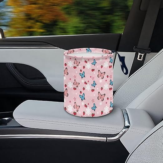 Butterfly Daisy Car Trash Storage Box Multifunctional Garbage Bags for Car, Office, Home, Travel Camping Accessories, Easy to Clean