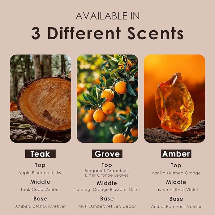 ttstar Car Air Freshener Long Lasting 3 Pack Wood Air Fresheners Refill for Men Women New Car Smell Scent Accessories Odor Eliminator Cleaner with Metal Clip for Vehicle Visor(Teak, Amber& Grove)
