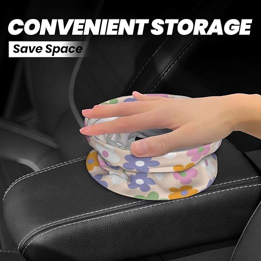 BEIANSHUO Cute Flowers Floral Car Trash Can Collapsible Garbage Can,Hanging Trash Bag Water Proof with Suitable for Storage for Car Interiors,Home