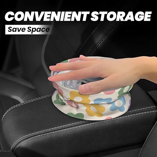 YANGDADA Vintage Groovy Flowers Car Trash Can Small Portable Car Garbage Bag for Back Front Seat RV's Camping Accessories