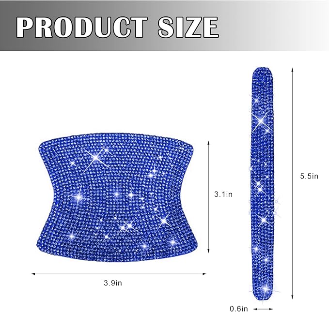 kingsea 8pcs Bling Car Door Handle Protector Stickers,Crystal Rhinestone Glitter Car Door Handles Cup Scratch Protectors Decals Universal (Blue)