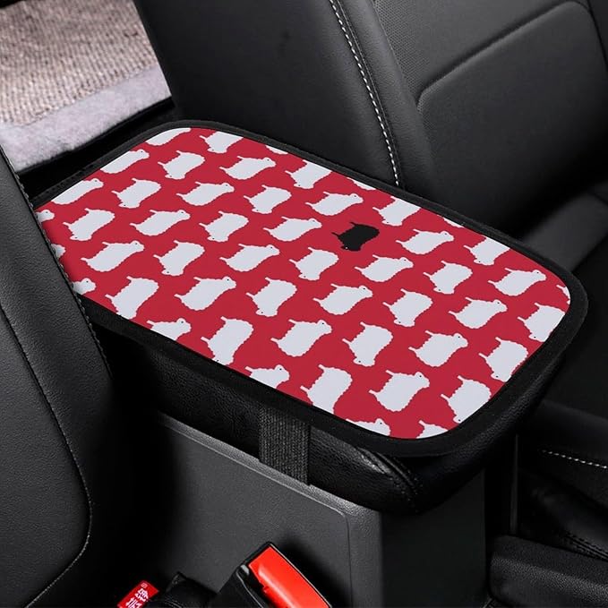 Black Sheep Sweater Pattern Car Center Console Cushion Pad,Waterproof Armrest Seat Box Cover Protector,Comfortable Car Decor Accessories Fit for Most Cars, Vehicles, SUVs